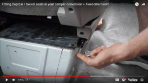 swivel seat conversion for a passenger seat in a sprinter camper conversion