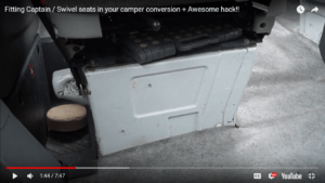 swivel seat conversion for a passenger seat in a sprinter camper conversion