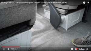 swivel seat conversion for a passenger seat in a sprinter camper conversion